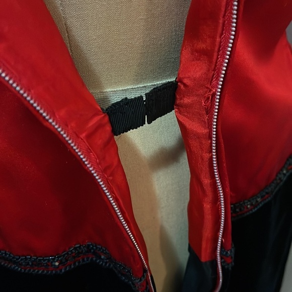 Givenchy Red Silk Black Sequin Velvet Matador Gown 1980s - Picture 15 of 16